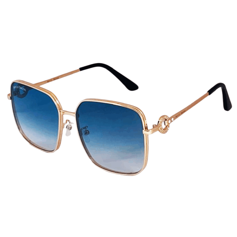 Cliqlens kevin bacon square metal golden and blue sunglasses for men and women