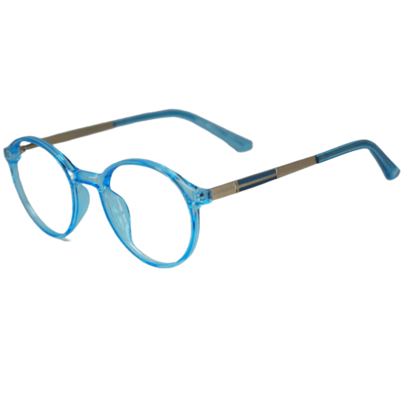 trendy blue round eyeglasses for men and women