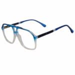 trendy blue dual suare double bar sheet eyeglasses for men and women