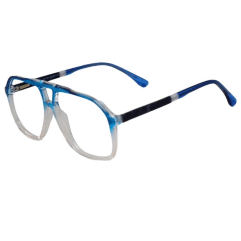 trendy blue dual suare double bar sheet eyeglasses for men and women