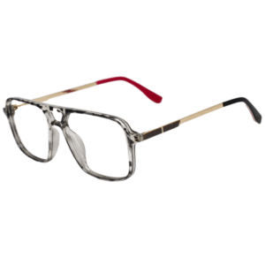 Cliqlens Full Rim White Leopard Square double bar sheet eyeglasses for Men and Women