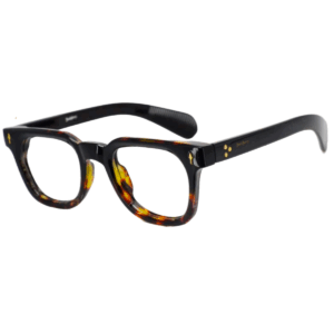 JackBerry Full Rim Black And Leopard Square Sheet Eyeglasses for Men and Women