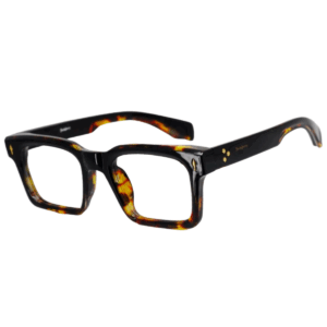 JackBerry Full Rim Black And Leopard Square Sheet Eyeglasses for Men and Women